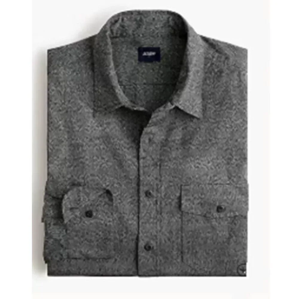 J Crew Men's Jaspé Shirt Button Front Classic Black 100% Cotton NEW